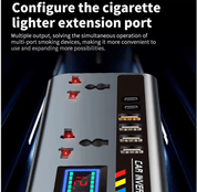 Multi-Port Car Inverter with Dual AC Socket & Digital Display