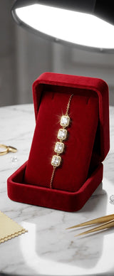 Square Crystal Link Adjustable Bracelet